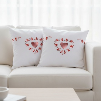 Návlek na polštář, Vintage srdce, bílý, 40 x 40 cm
