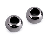 Plastové korálky Metalic s velkým průvlekem 11x15 mm - 1000 ks - 3 antracit