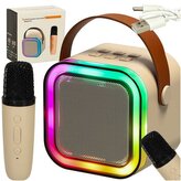 Karaoke set Bluetooth reproduktor 6 W + bezdrátový mikrofon, béžový