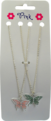 Náhrdelník s kovovým motýlkem 2ks