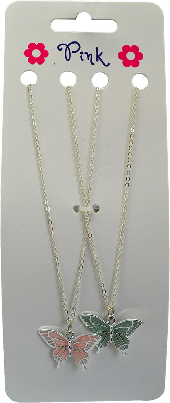 Náhrdelník s kovovým motýlkem 2ks