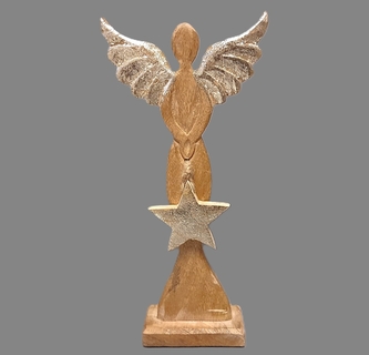 Anděl dřevěný zlatá křídla