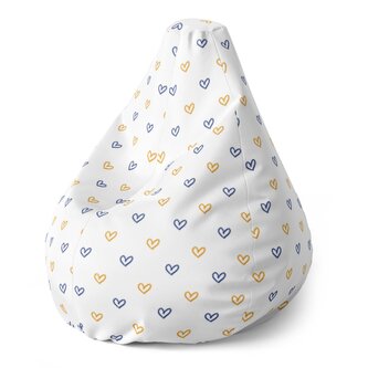 Dětský sedací vak Pear Malované srdce na bílé: 70 x 95 x 15 cm