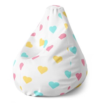 Dětský sedací vak Pear Tříbarevná srdíčka: 70 x 95 x 15 cm