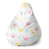 Dětský sedací vak Pear Růžové korunky na bílé: 70 x 95 x 15 cm