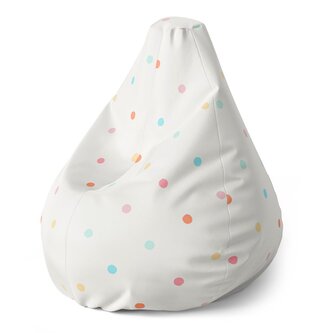 Dětský sedací vak Pear Barevné tečky na béžové: 70 x 95 x 15 cm