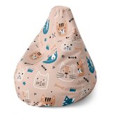 Dětský sedací vak Pear Barevné kočičky: 70 x 95 x 15 cm