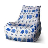 Dětský sedací vak Bean Modré květiny: 60 x 70 x 70 cm
