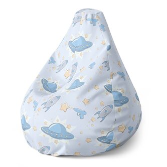 Dětský sedací vak Pear Létající talíře a rakety: 70 x 95 x 15 cm