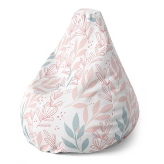 Dětský sedací vak Pear Růžové a modré lístky : 70 x 95 x 15 cm