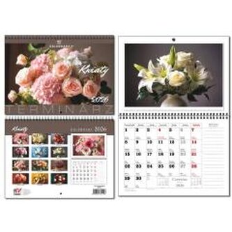 Kalendarz 2026 A3 terminarz 13p Kwiaty