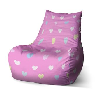 Dětský sedací vak Bean Srdce na růžové: 60 x 70 x 70 cm