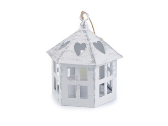 Kovová lucerna svítící k zavěšení - 1 ks - 1 bílá