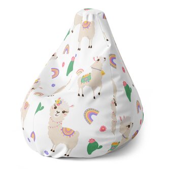 Dětský sedací vak Pear Roztomilé lamy: 70 x 95 x 15 cm