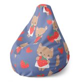 Dětský sedací vak Pear Kočičky s jahodami: 70 x 95 x 15 cm