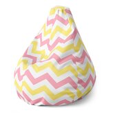 Dětský sedací vak Pear Růžové a žluté klikyháky: 70 x 95 x 15 cm