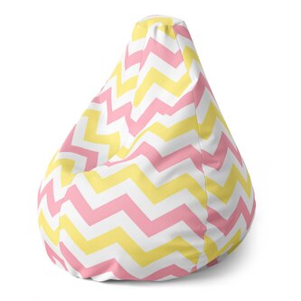 Dětský sedací vak Pear Růžové a žluté klikyháky: 70 x 95 x 15 cm