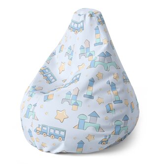 Dětský sedací vak Pear Stavebnice a vláčky: 70 x 95 x 15 cm