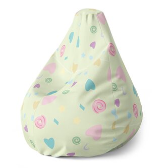 Dětský sedací vak Pear Srdíčka a spirály: 70 x 95 x 15 cm