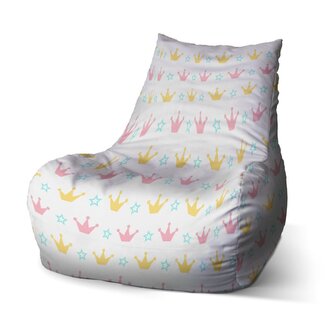 Dětský sedací vak Bean Růžové korunky na bílé: 60 x 70 x 70 cm