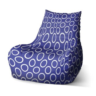 Dětský sedací vak Bean Bílé kruhy na modré: 60 x 70 x 70 cm