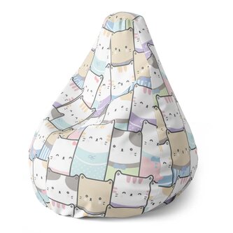 Dětský sedací vak Pear Barevná koťátka: 70 x 95 x 15 cm