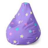 Dětský sedací vak Pear Hvězdy na fialové: 70 x 95 x 15 cm