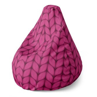 Dětský sedací vak Pear Pletení ve fuchsiové barvě: 70 x 95 x 15 cm