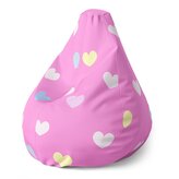Dětský sedací vak Pear Srdce na růžové: 70 x 95 x 15 cm