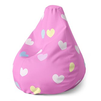 Dětský sedací vak Pear Srdce na růžové: 70 x 95 x 15 cm