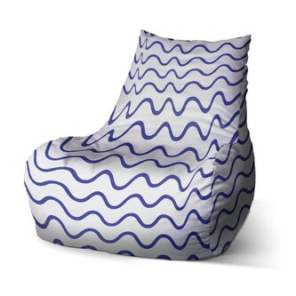 Dětský sedací vak Bean Modré vlnky: 60 x 70 x 70 cm
