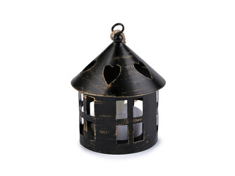 Kovová lucerna svítící k zavěšení - 1 ks - 7 černá