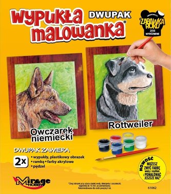 Wypukła malowanka Psy - Owczarek + Rottweiler