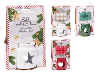 Aromalampa 80x80mm + vosk stromeček, hvězda, srdíčko mix barev