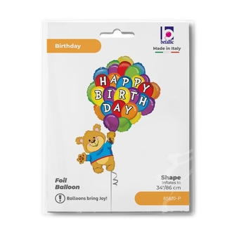 Fóliový balonek Medvídek s balónky 86×66 cm