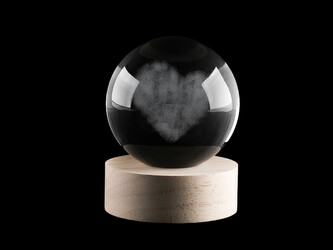 LED svítící skleněná koule Ø8 cm - 1 ks - 5 transparent srdce