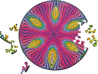 CURIOSI Oboustranné dřevěné puzzle Double: Hippie 88 dílků