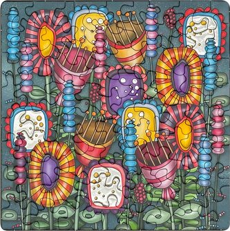 CURIOSI Čtvercové puzzle Q Silver: Barevné květiny 72 dílků