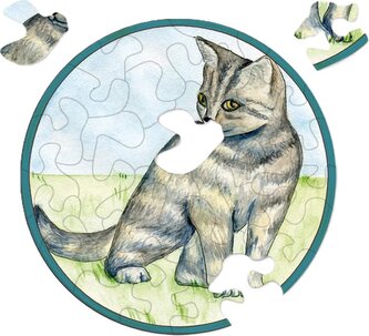 CURIOSI Kulaté puzzle Picoli: Kočka 33 dílků