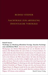 Nachtragsband zum Vortragswerk: Öffentliche Vorträge. Einzelne Nachträge zum schriftlichen Werk