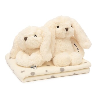 Dárková sada bílý králíček s chrastítkem a dečkou Baby Mix