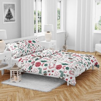 Vánoční bavlněné povlečení Baňky 140x200, 70x90 cm