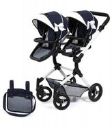 Wózek dla lalek bliźniaczych Twin Neo niebieski