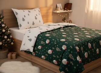 Vánoční mikrovláknové povlečení | ERIZO | s motivem ježka | 140x200 + 1*70x80 cm | 758683