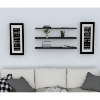 Sada 3 nástěnných polic Boss antracit