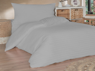 Povlečení saténový proužek 140x220, 70x90cm šedé