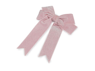 Vánoční mašle sametová dvojitá 13x18 cm - 6 ks - 6 pudrová lurex