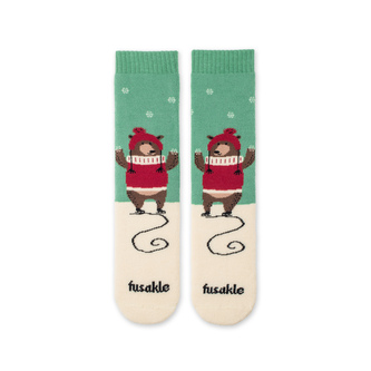 Dětské ponožky Froté Medvídek bruslař Zelené S (25-35)