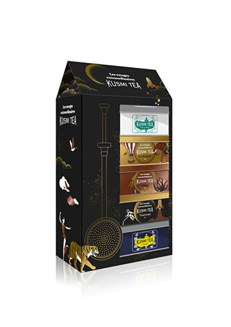 Kusmi Tea Organic Vánoční dárkový set 2025 - 5 miniatur se sítkem 101 g