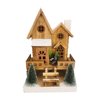 Dřevěný domeček LED, 36 cm